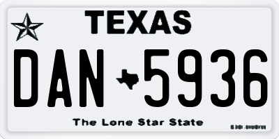 TX license plate DAN5936