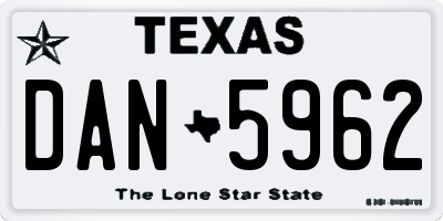 TX license plate DAN5962