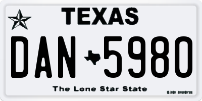 TX license plate DAN5980