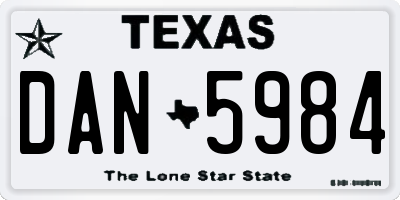 TX license plate DAN5984