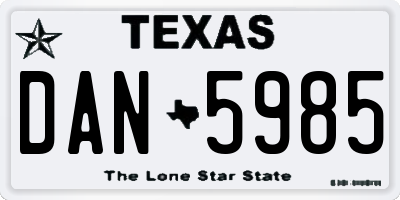 TX license plate DAN5985