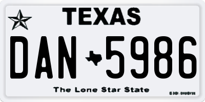 TX license plate DAN5986