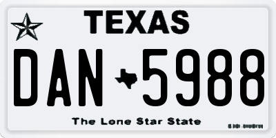 TX license plate DAN5988