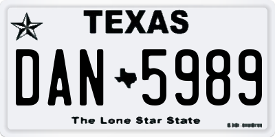 TX license plate DAN5989