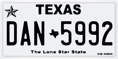 TX license plate DAN5992