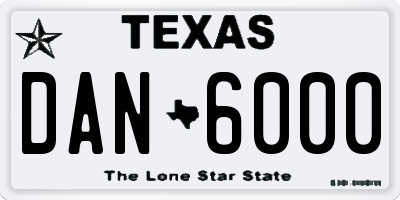 TX license plate DAN6000