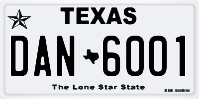 TX license plate DAN6001