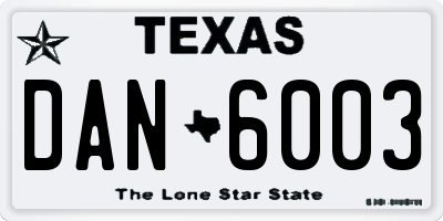 TX license plate DAN6003