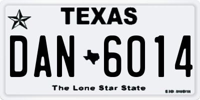 TX license plate DAN6014