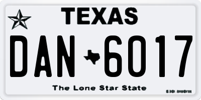 TX license plate DAN6017