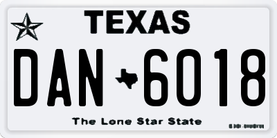 TX license plate DAN6018