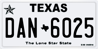 TX license plate DAN6025