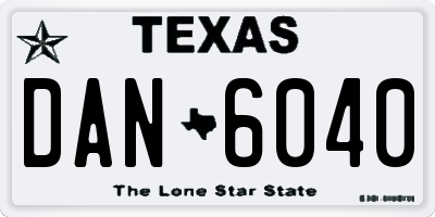 TX license plate DAN6040