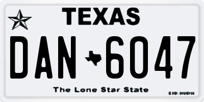 TX license plate DAN6047