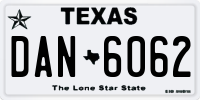 TX license plate DAN6062