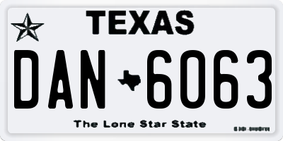 TX license plate DAN6063