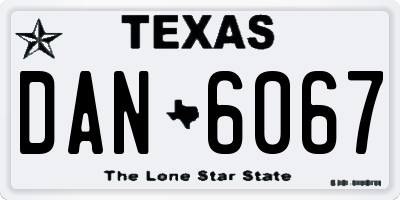 TX license plate DAN6067