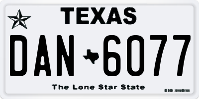 TX license plate DAN6077