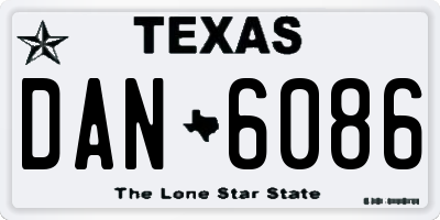 TX license plate DAN6086