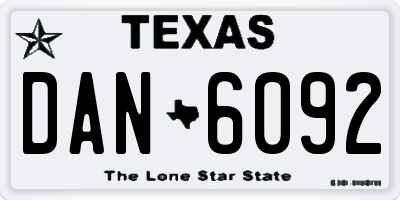 TX license plate DAN6092