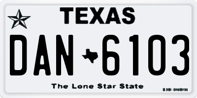 TX license plate DAN6103