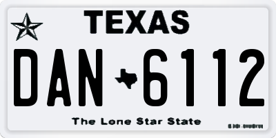 TX license plate DAN6112