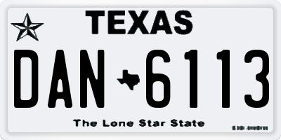 TX license plate DAN6113