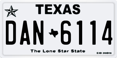 TX license plate DAN6114