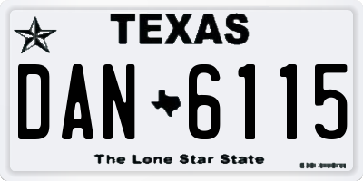 TX license plate DAN6115