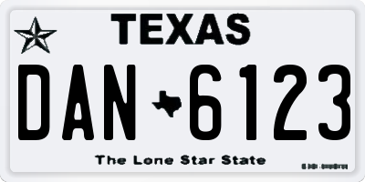 TX license plate DAN6123