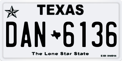 TX license plate DAN6136