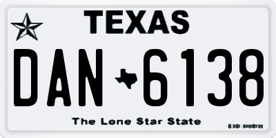TX license plate DAN6138