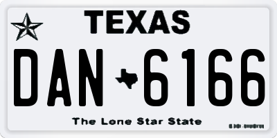 TX license plate DAN6166