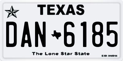 TX license plate DAN6185