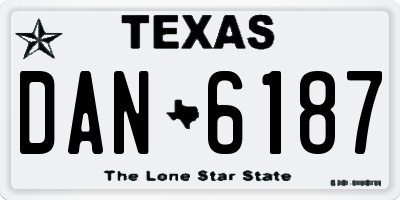 TX license plate DAN6187