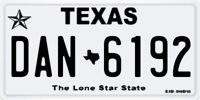 TX license plate DAN6192
