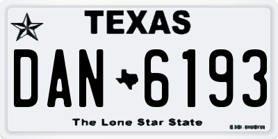 TX license plate DAN6193