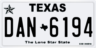 TX license plate DAN6194