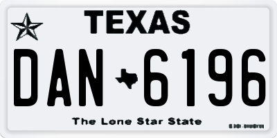 TX license plate DAN6196
