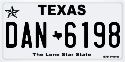 TX license plate DAN6198