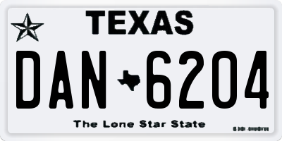 TX license plate DAN6204