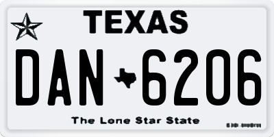 TX license plate DAN6206