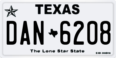 TX license plate DAN6208