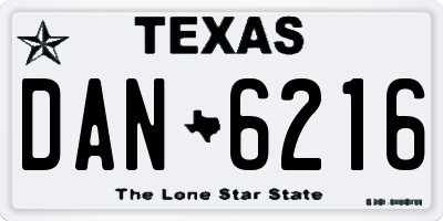 TX license plate DAN6216