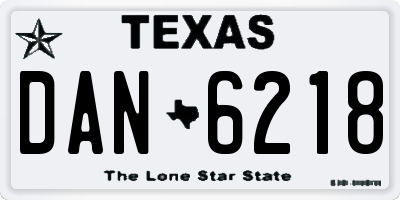 TX license plate DAN6218
