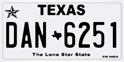 TX license plate DAN6251