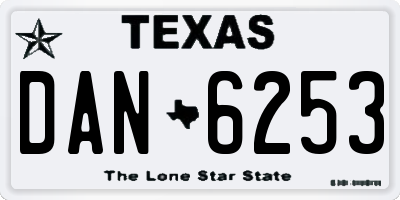 TX license plate DAN6253
