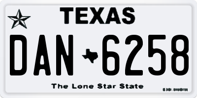 TX license plate DAN6258