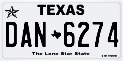 TX license plate DAN6274