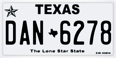 TX license plate DAN6278